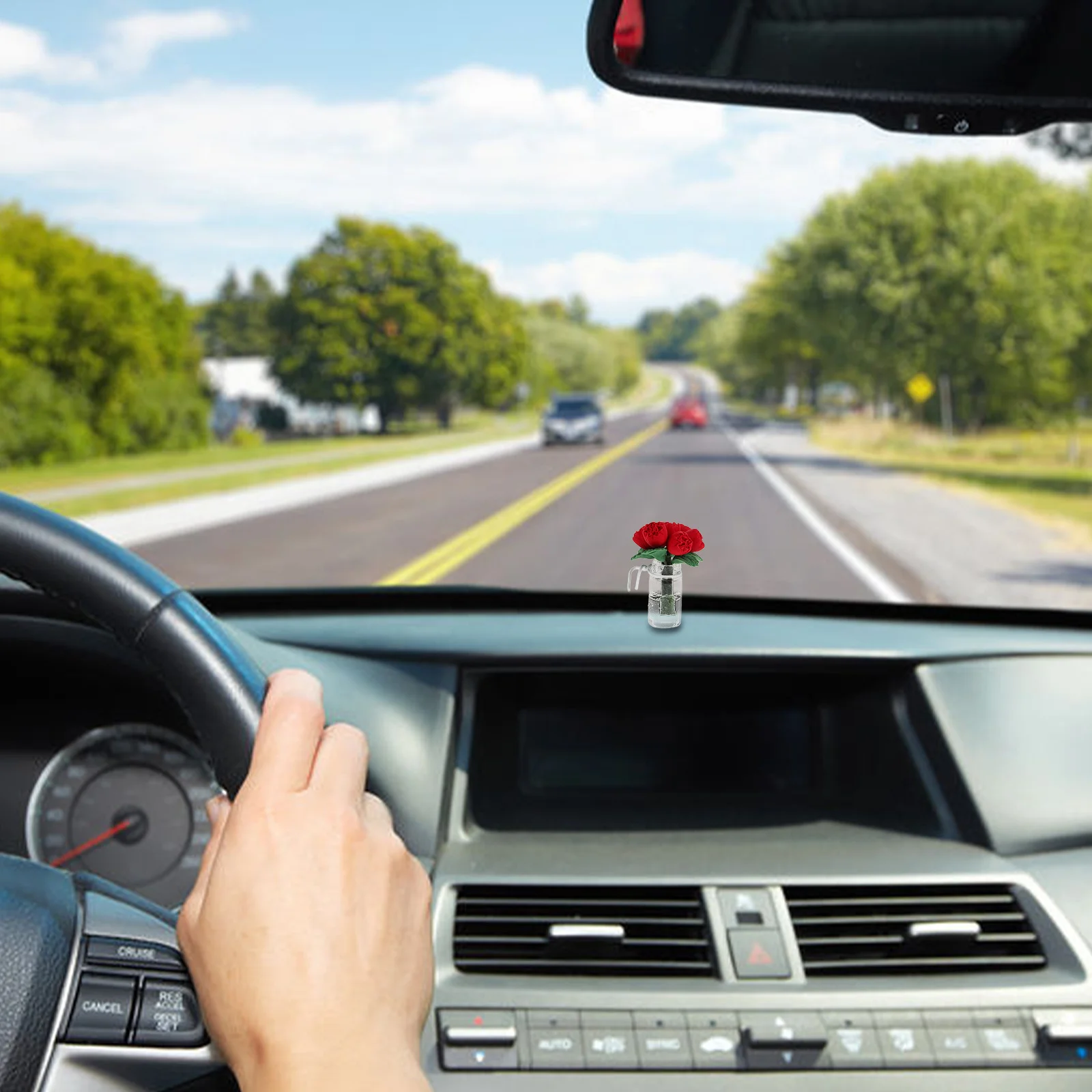 

Car Interior Dashboard Decoration Plastic Miniature Rose Vase Durable Sculpture Ornament Craft Table Decor Car Rose Vase Model