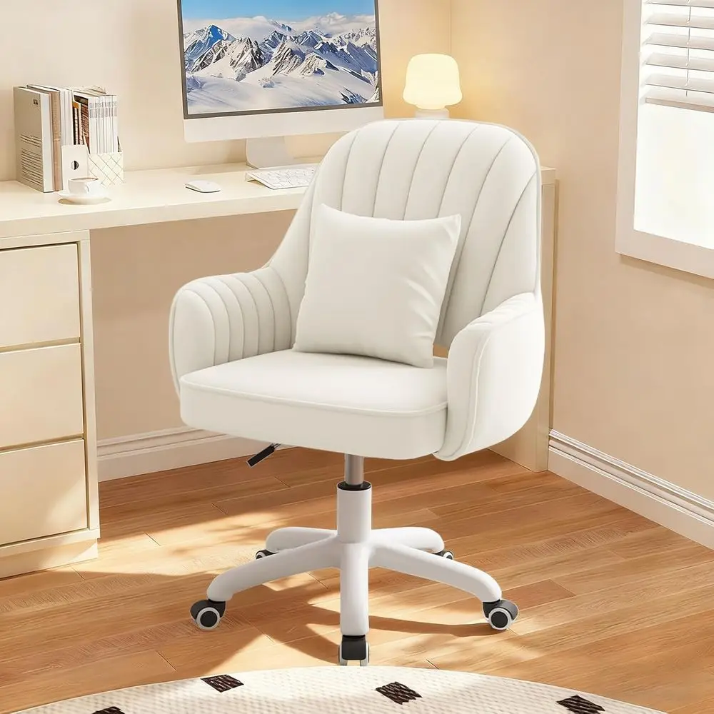 

Back Velvet Desk Chair, Height Adjustable Swivel Vanity Chair with Wheels, Rolling Accent Chair or Home Oice, Bedroom, Living R
