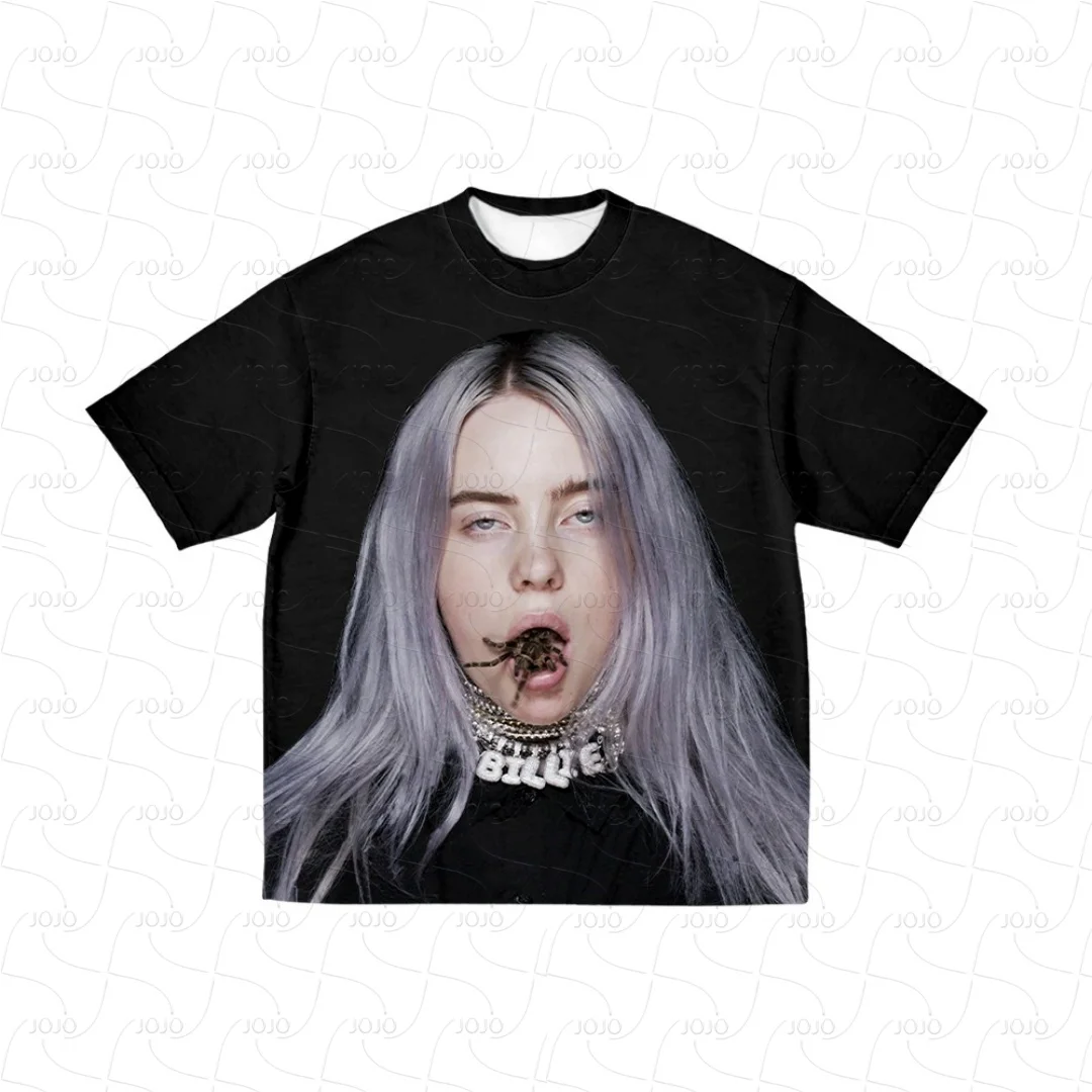 Billie Eilish-Camiseta con gráfico Retro para hombre, ropa de Hip Hop Y2k, moda Unisex, Ghetto Gangster de gran tamaño, regalo para fanáticos