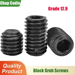 Grade 12.9 Black Carbon Steel Metric Thread Grub Screws DIN916 Hex Drive Concave Allen Socket Set Screw Bolt M2M3M4M5M6M8M10M12