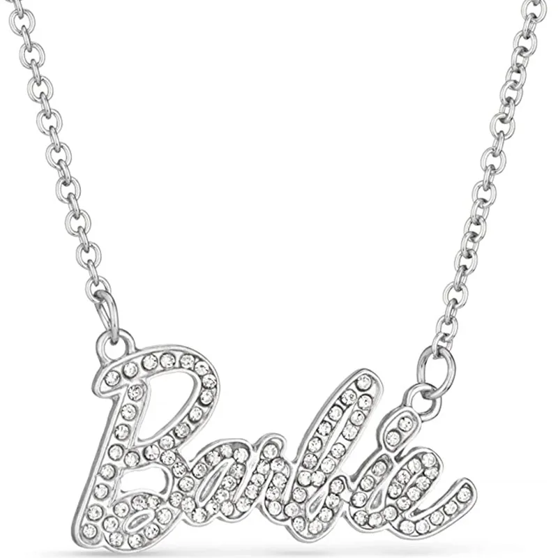 2023 Fashion English Alphabet Barbie Necklace Female Metal Alloy Pendant Barbies Doll Pendant Necklaces Jewelry Accessories Gift