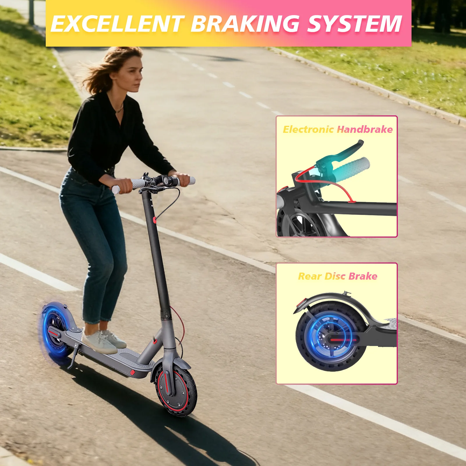 AOVOPRO M365 Elektroroller für Erwachsene, leistungsstarker Motor, 36V 10,5Ah, hohe Kapazität, 35 km Reichweite, 8,5 Zoll pannensichere Reifen, APP-Steuerung, E-Scooter – Detail 16
