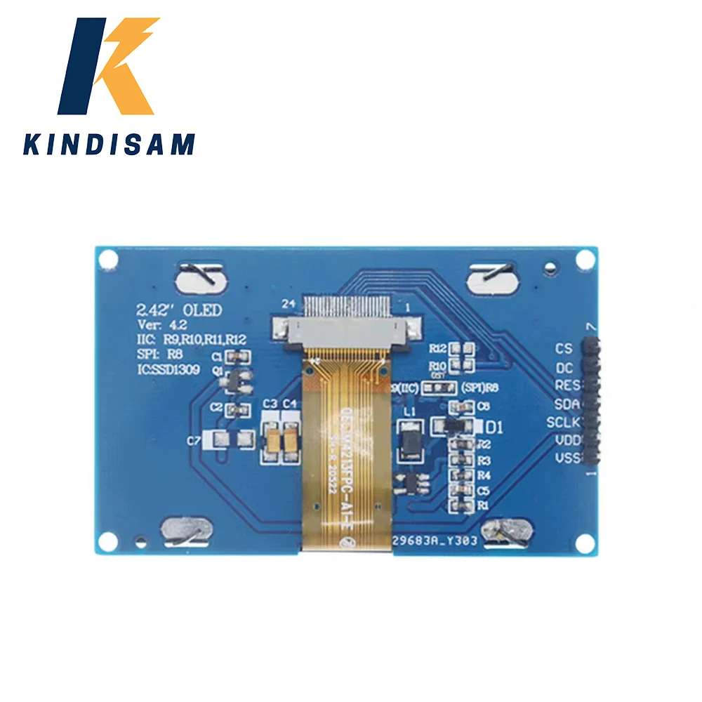 OLED 디스플레이 LCD 스크린 모듈 해상도, SPI IIC 인터페이스, SSD1309 드라이버, 2.42 인치, 4 핀, 7 핀, 128x64