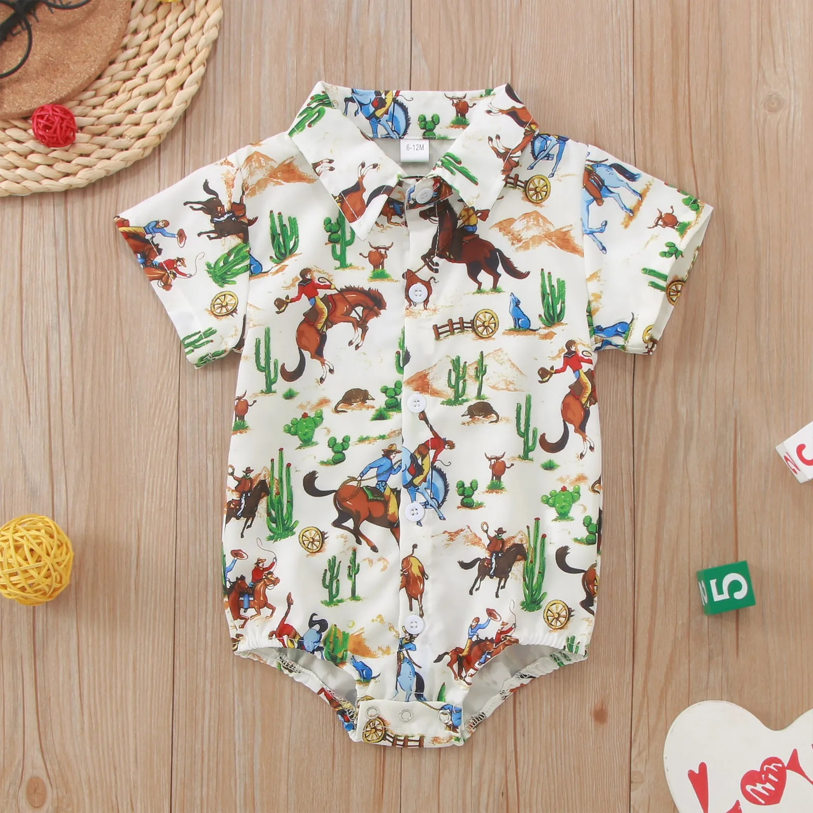 3M-6M-9M-12M-18M Infant Boys and Girls Rompers 2024 New Summer Casual Cows Print Short Sleeve Romper&Jumpsuits Newborn Bodysuits