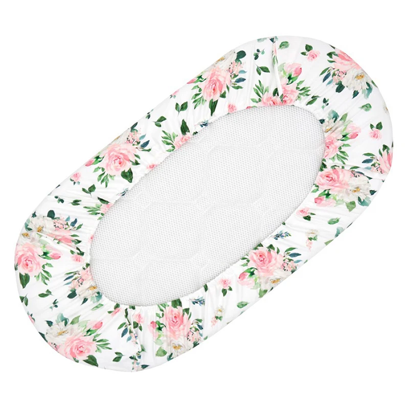1PC Baby Fitted Bassinet Sheets Cradle Moses Basket Oval Rectangle Pad Sheet for Baby Boy Girl Stretchy Breathable Fitted Sheet