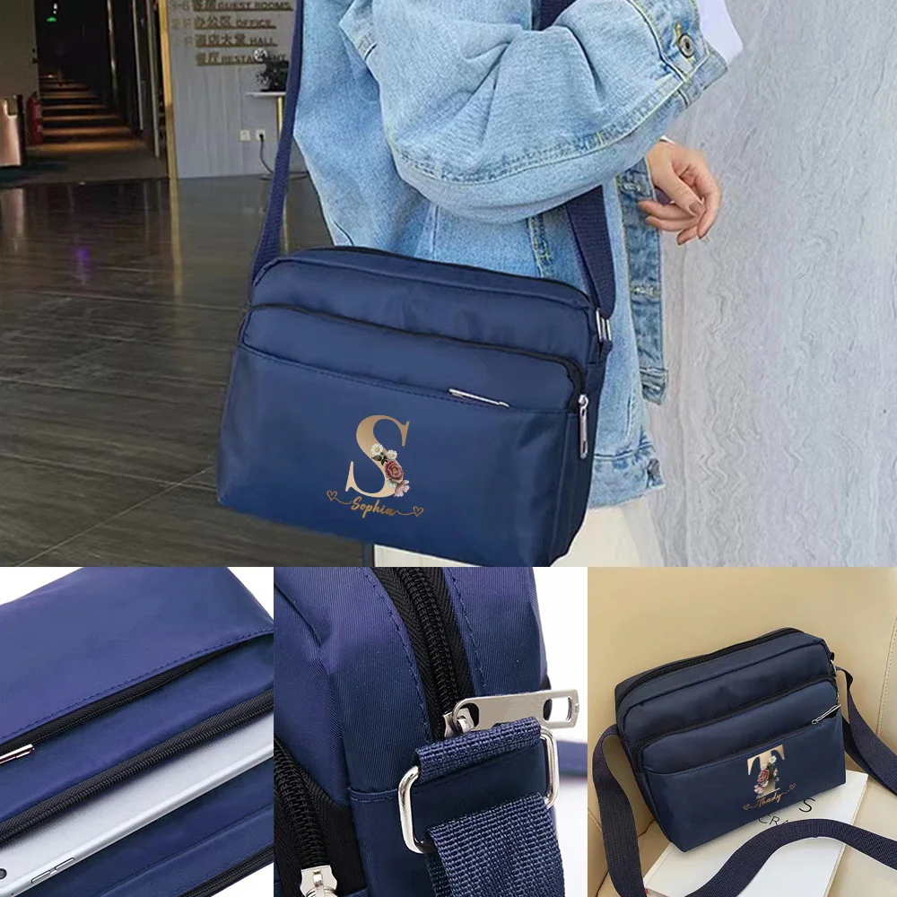 Personalized Custom Blue Shoulder Crossbody Bag High-quality and Durable Purple Women's Multi-layer Storage Bag Durable