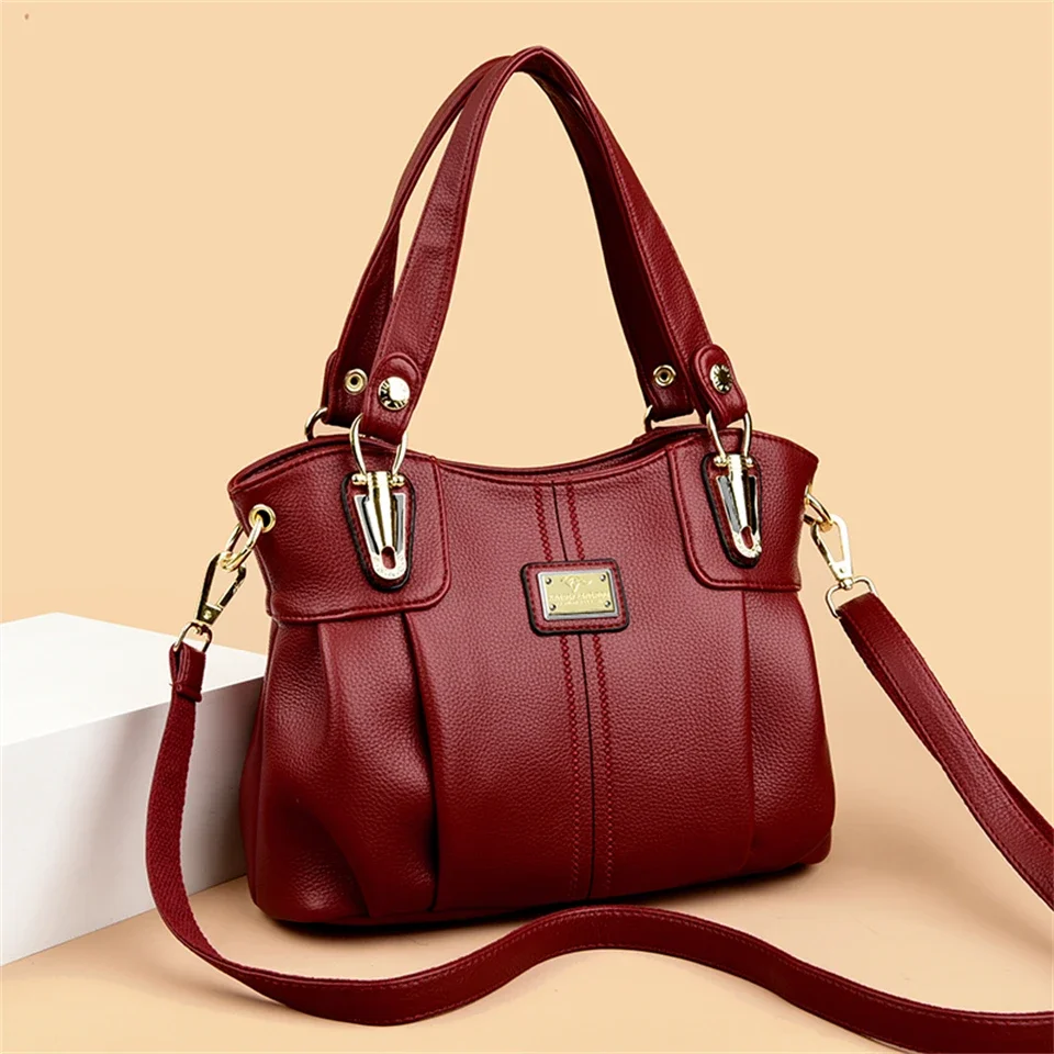 Genuine Brand Soft Leather Handbags for Women Vintage Shoulder Tote Bag Luxury Designer Ladies Purse Commuting Bags Sac A Main