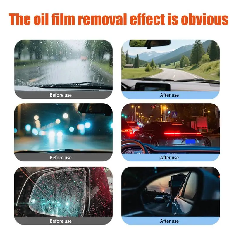 자동차 유리 오일 필름 리무버 앞 유리 오일 필름 리무버 소수성 물티슈 자동차 인테리어 미러 용 Defogger Degreaser 보드