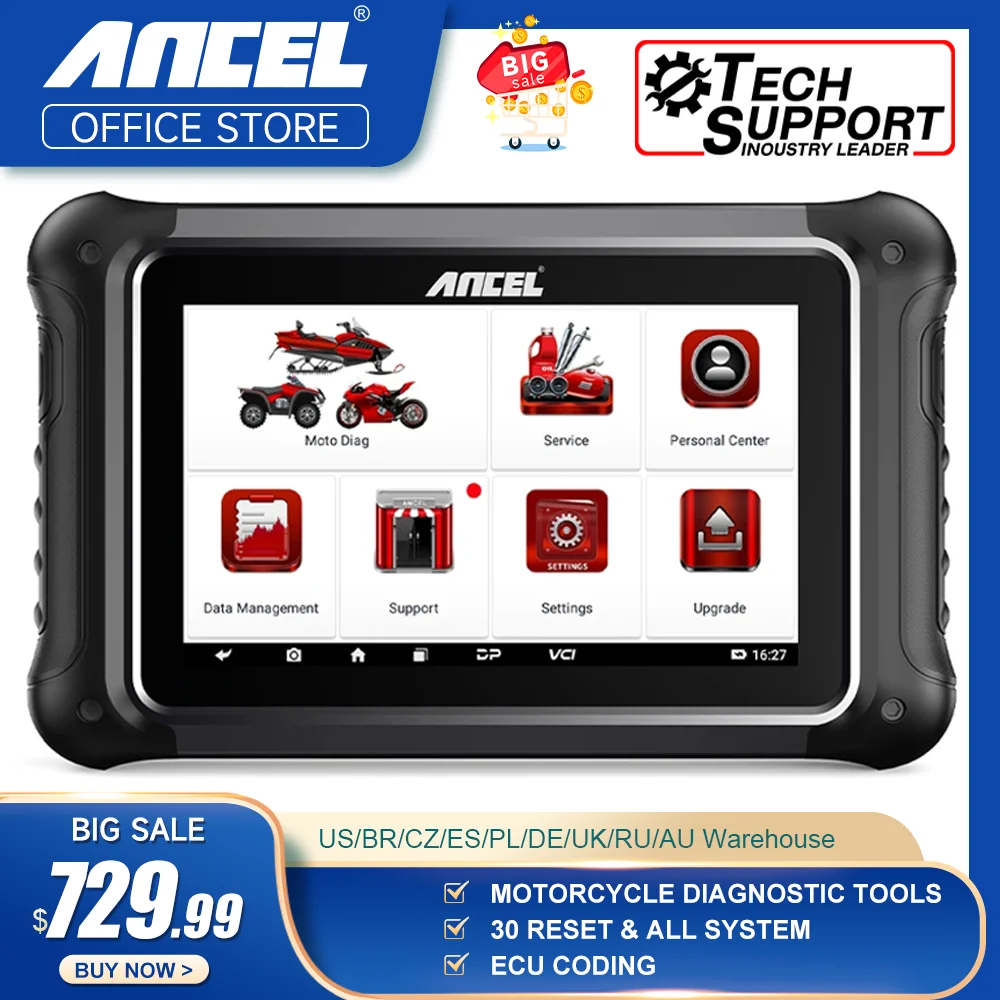 ANCEL MT700 2024 herramienta de diagnóstico de todos los sistemas de escaneo de motocicleta reposaceite ABS sangrado 31 funciones de reinicio