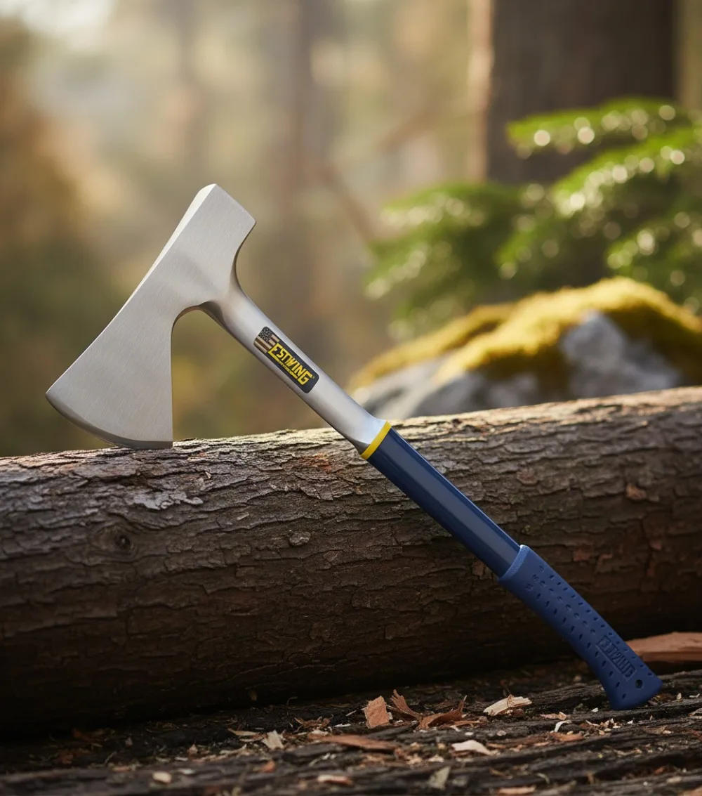 26-Inch Camping Axe with Shock Reduction Grip - All Steel Wood Splitting Tool for Outdoor Use