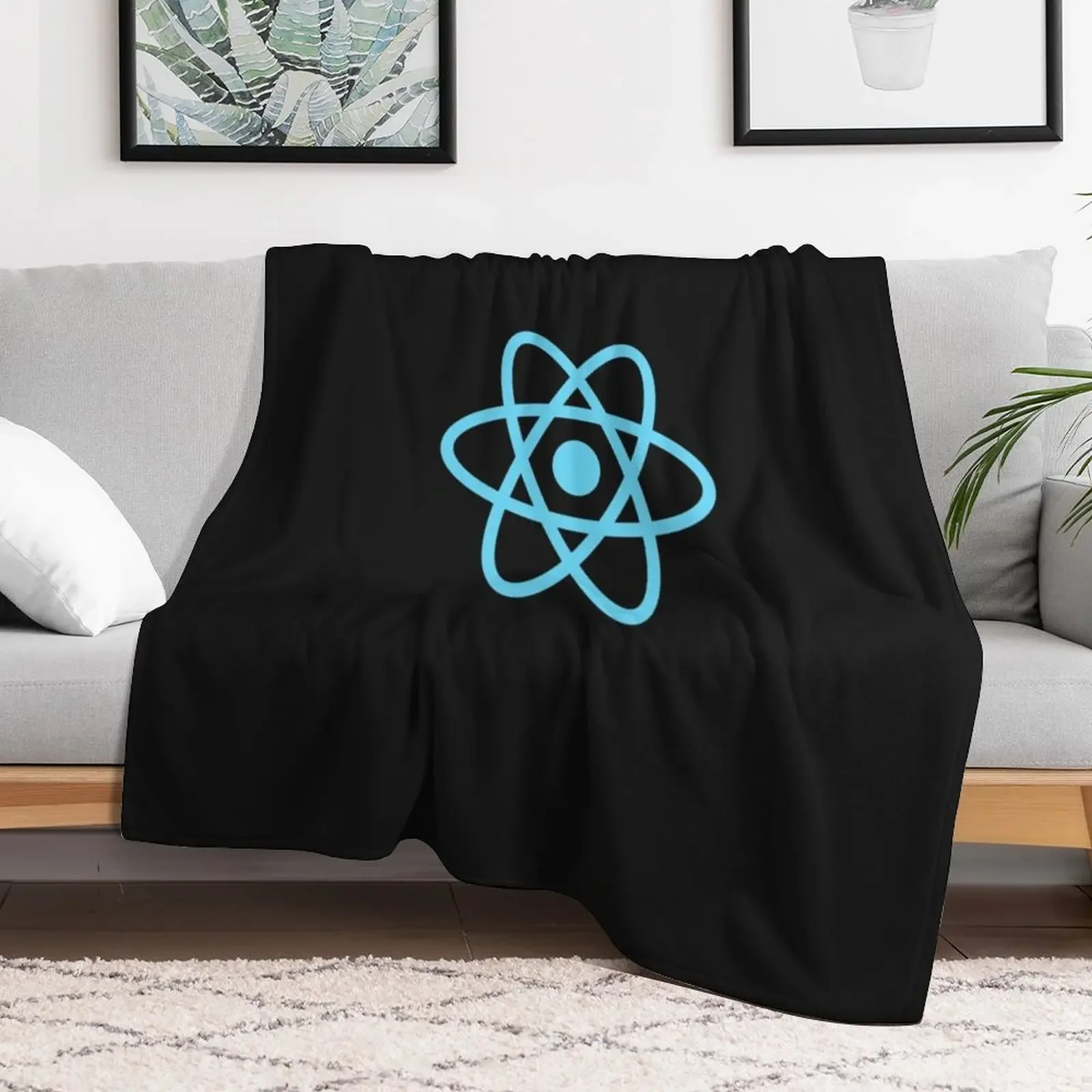 ReactJS React.js Official Logo JavaScript Framework T-Shirt Essential T-Shirt Throw Blanket for winter Furrys Blankets