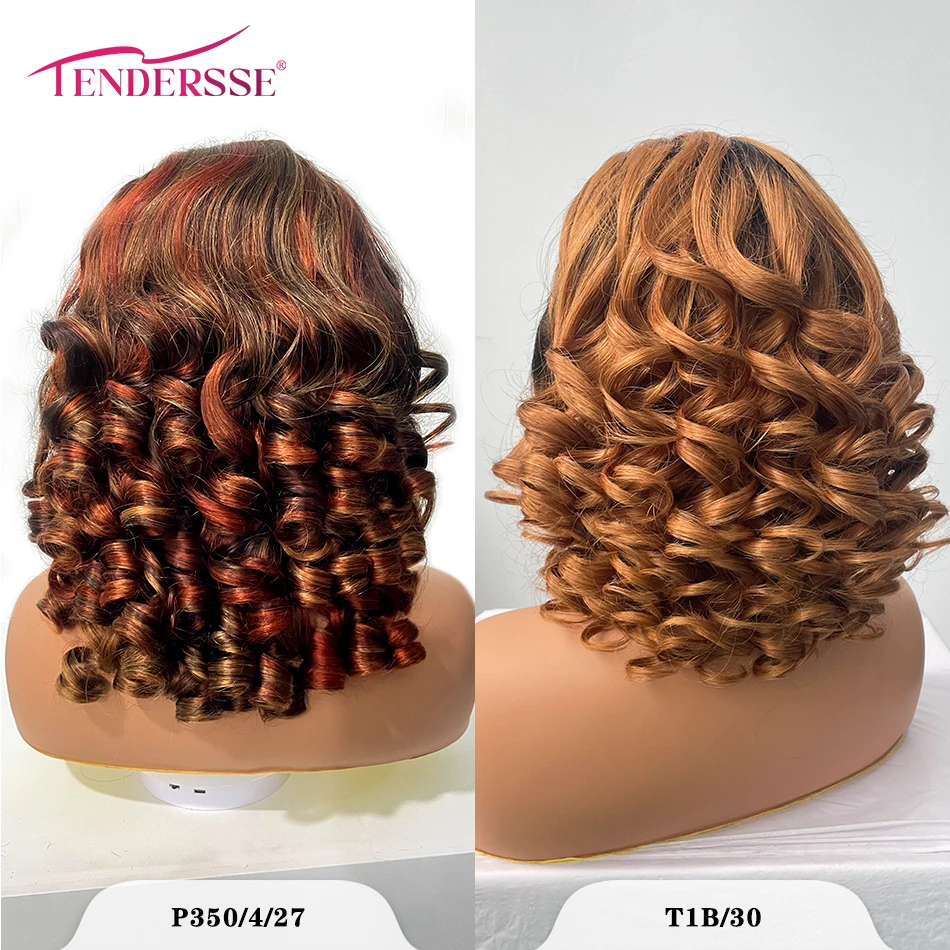 100% Vietnamese Raw Hair Wigs 250 Density Ombre Double Drawn Bouncy Curly Loose Wave 13x4 HD Lace Front Glueless Wig Pre Plucked - Image 4