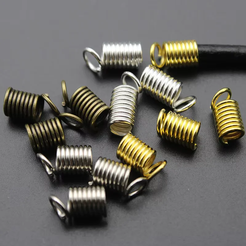 100 Stück Legierungs-Federverschlüsse, Crimp-Clips, Lederband-Endkappen, Verbindungsstücke für DIY-Armbänder, Halsketten, Schmuckherstellungszubehör – Detail 2