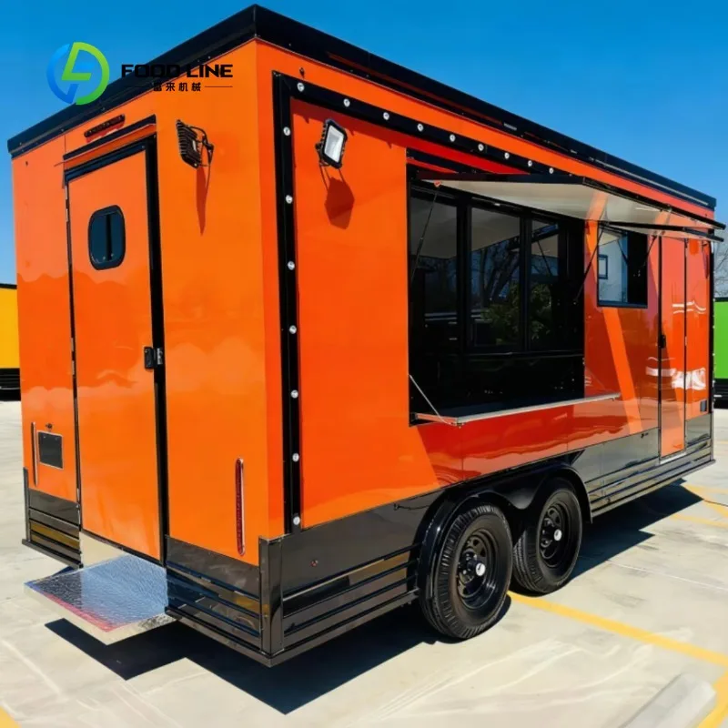 Custom Mobile Fully Equipped Food Trailer for Hot Dog Carts ice Cream Cart pizza Oven BBQ Grill Mobile Coffee Trailer