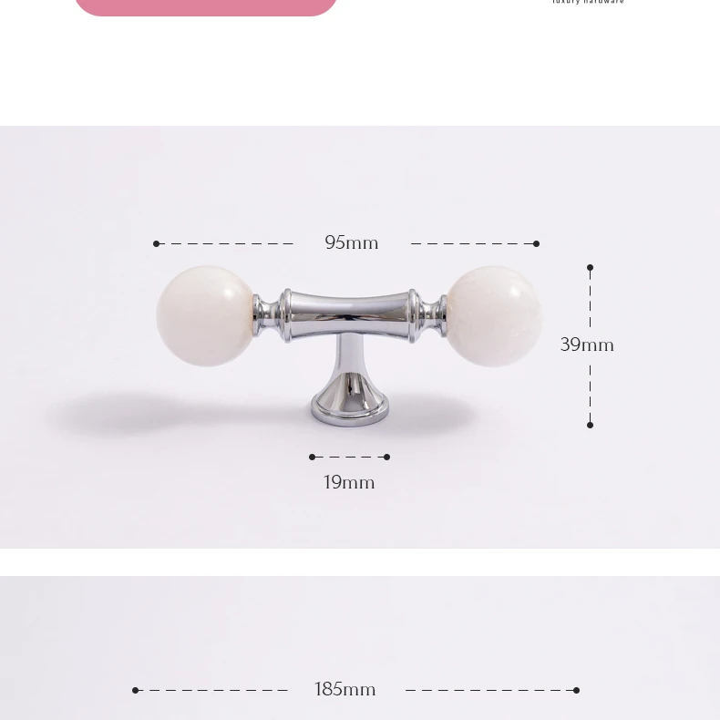 Crystal style cabinet handle with chrome finished brass base — product image 25