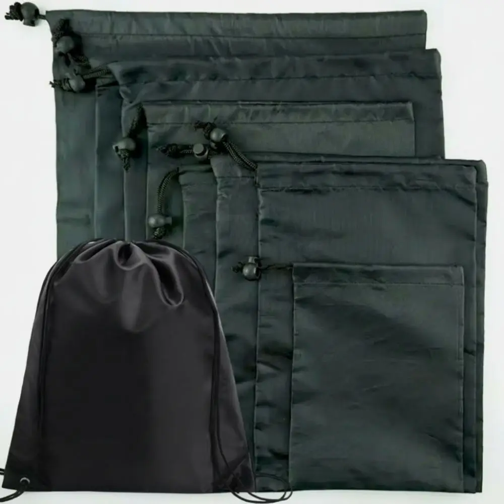New Drawst Closure Drawstring Storage Pouch Nylon Waterproof Drawstring Bags Black Portable Cosmetic Bags Travel Storage