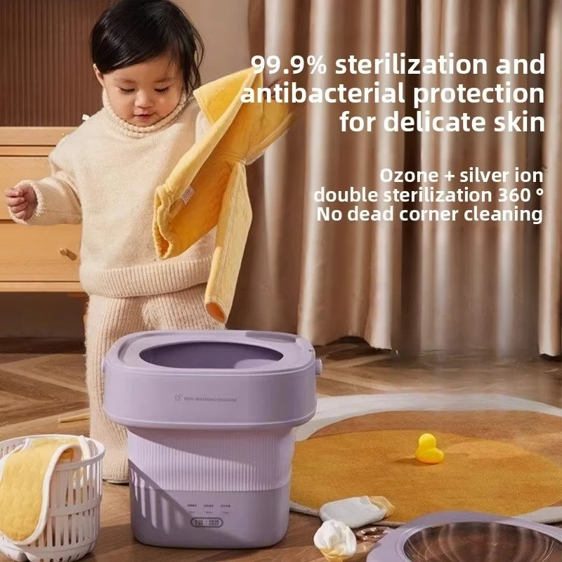 Mini Folding Washing Machine with Heating & Timing for Underwear Panties Socks-Special Cleaning Tool for Lazy Persons
