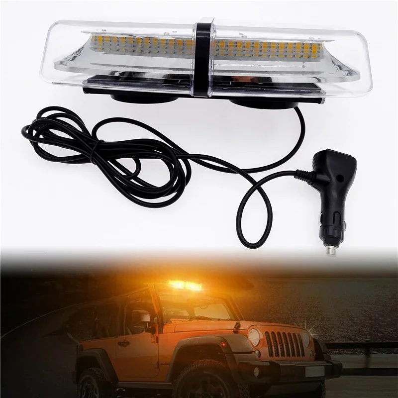 

1pc Car Roof LED Strobe Light for Truck Fire Engine Excavator Ambulance Double Switch Emergency Yellow Warning Signal Light