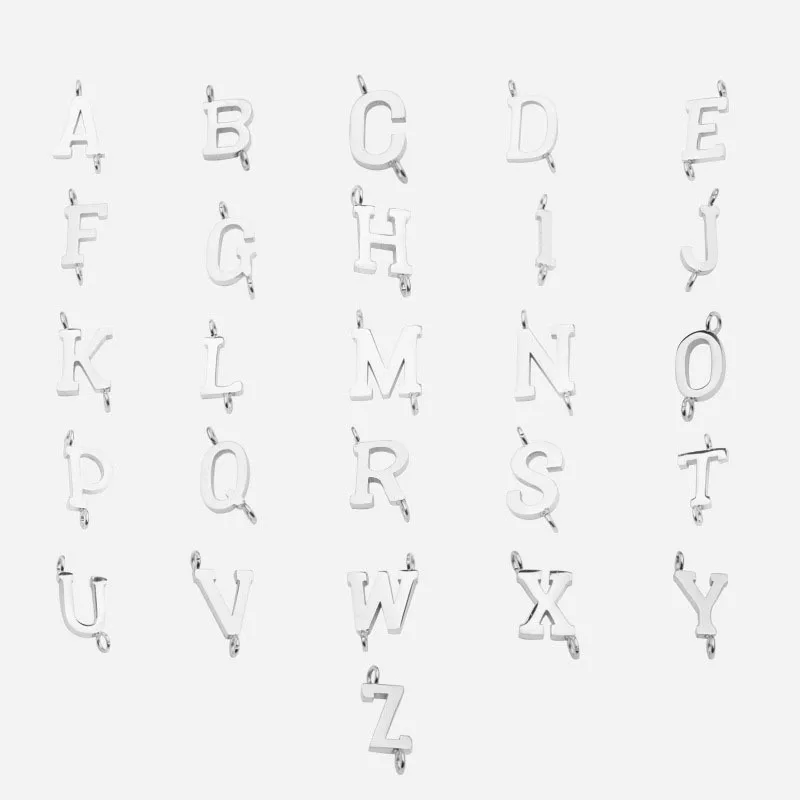 

5pcs/Lot Mirror Polish Stainless Steel Initials Letter Connector Charms Alphabet DIY Jewelry Making Necklace Bracelet