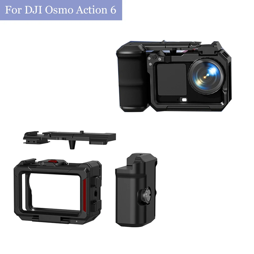 

Metal Street Handle Expansion Frame Mount For DJI Osmo Action 6 Photography Handle Grip Rabbit Cage Camera Accessories