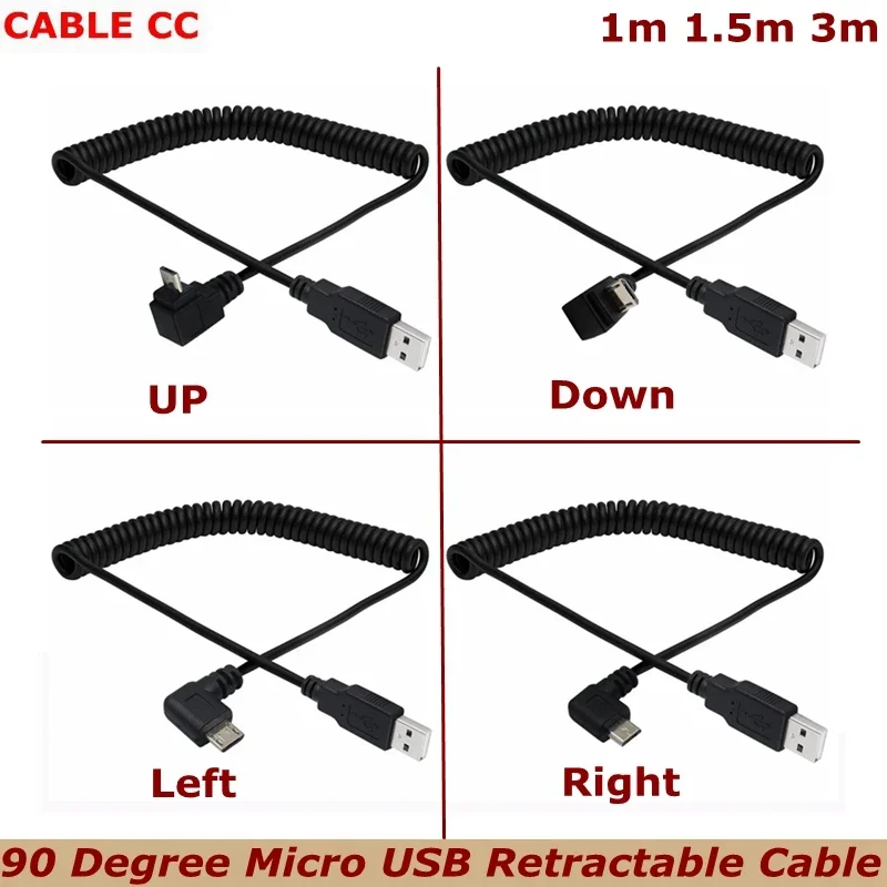 

USB2.0 to Micro USB Up, Down, Left And Right Elbows Android Charging Data Extension Cable Car Recorder Spring Cable Retractable