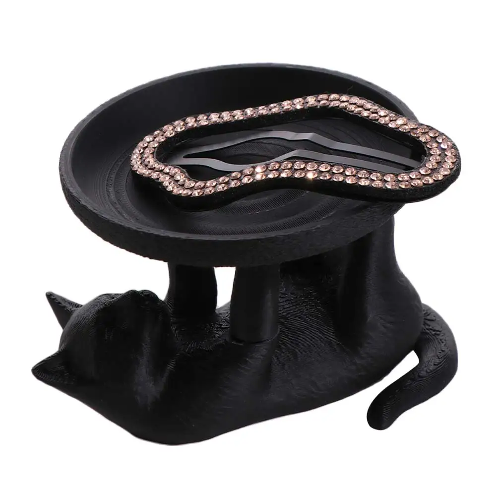 

Fun Cat Shape Cat Jewelry Tray Large Capacity INS Jewelry Storage Tray Black Decoration Ring Holder Photography Props