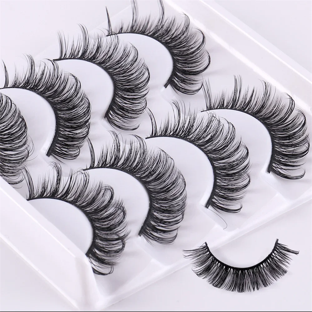 4 Pairs Russian Strip Lashes DD Curl Lashes Faux Mink Lashes 3D Mink Eyelashes Reusable Fluffy False  russian extensions