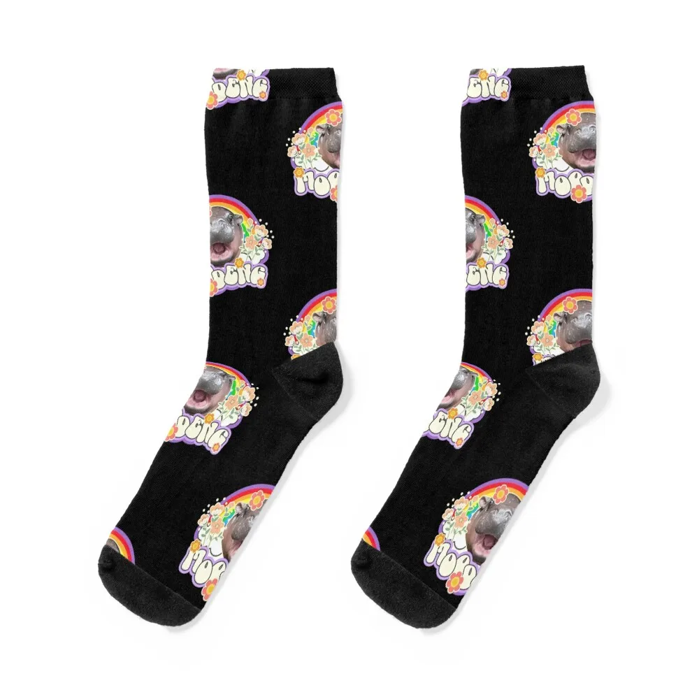 

Moo Deng Rainbow Socks Novelties Sports professional running compression Socks For Men Women's