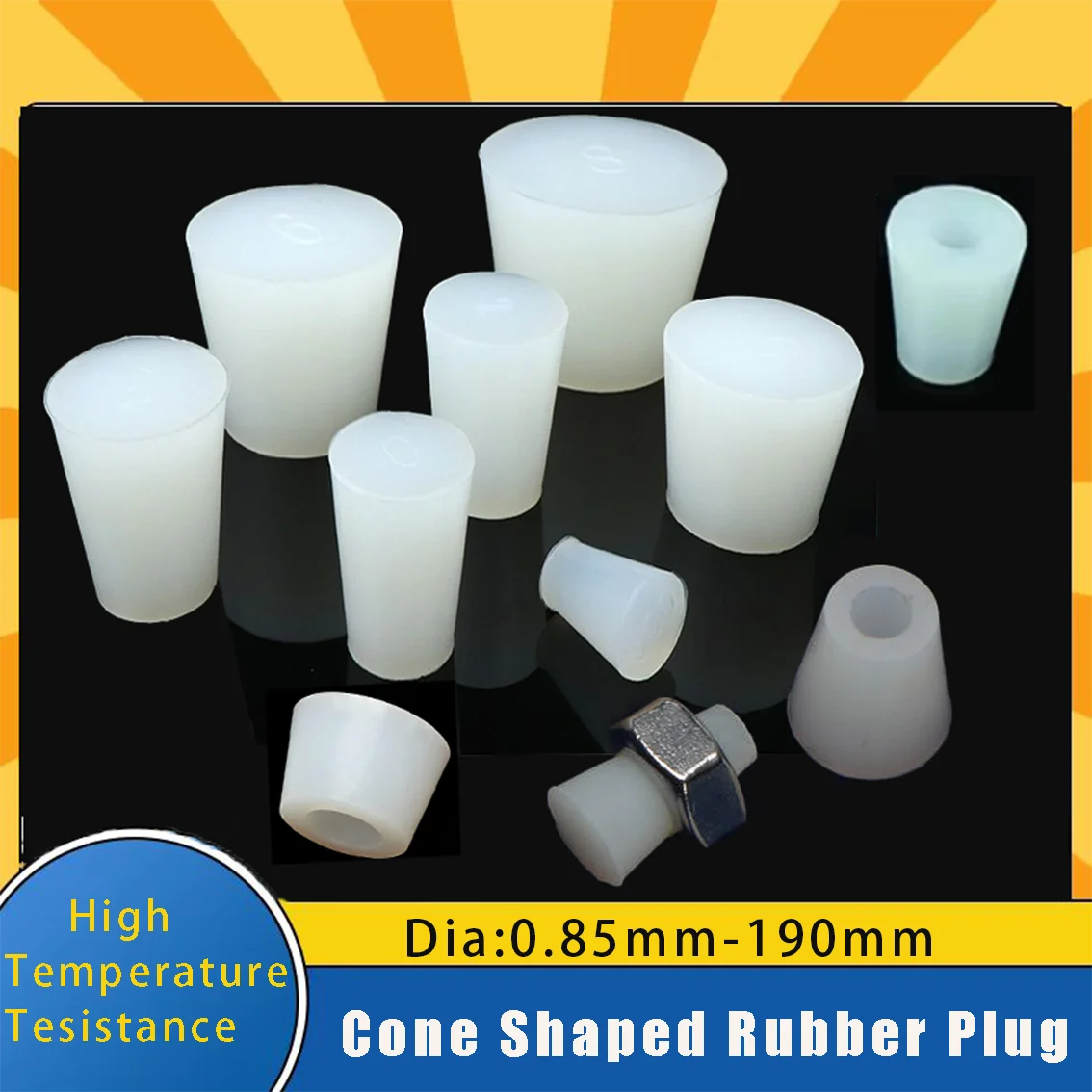 

1-20Pcs High Temperature Resistant Transparent Conical Rubber Plug Sealing Conical Plug for Electroplating Oxidation Resistance