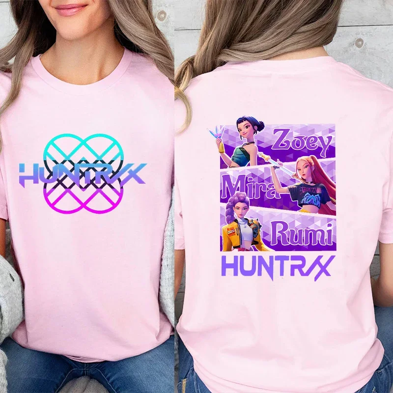 Kpop شيطان هنتر HuntrX طباعة تي شيرت الكورية أنيمي بلايز ملابس حريمي موضة Harajuku Kawaii تي شيرت المرأة Y2K الملابس