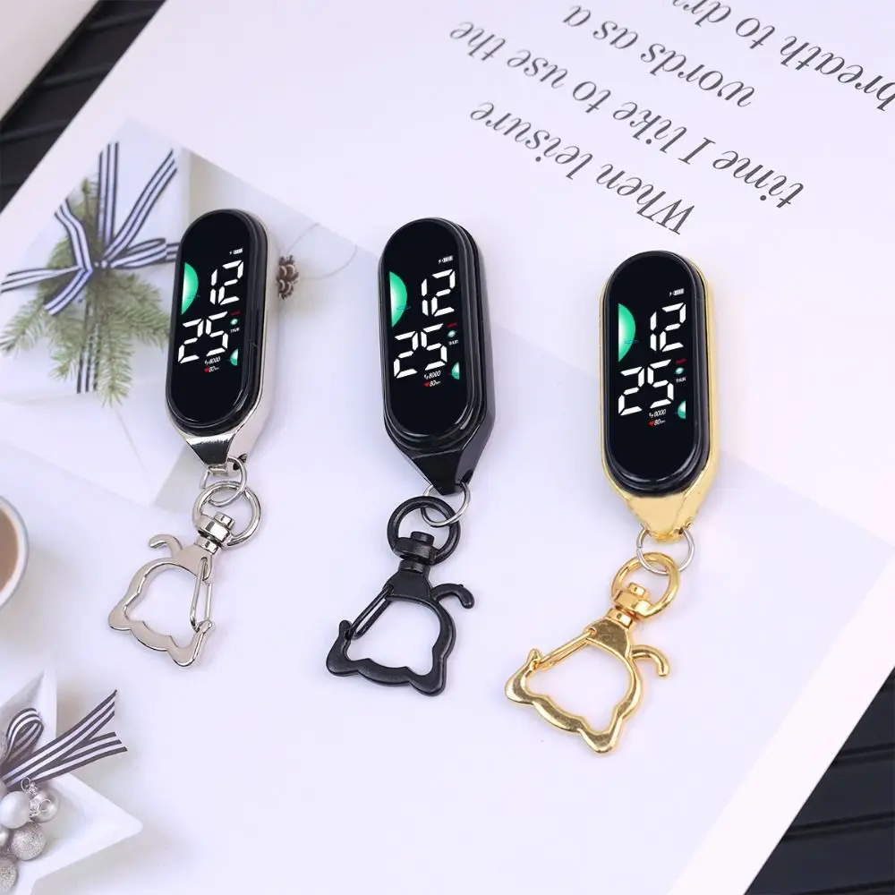 Digital Display Electronic Hanging Watch Touch Screen Waterproof Pocket Watch Keychain Luminous LED Watch Keychain Adults