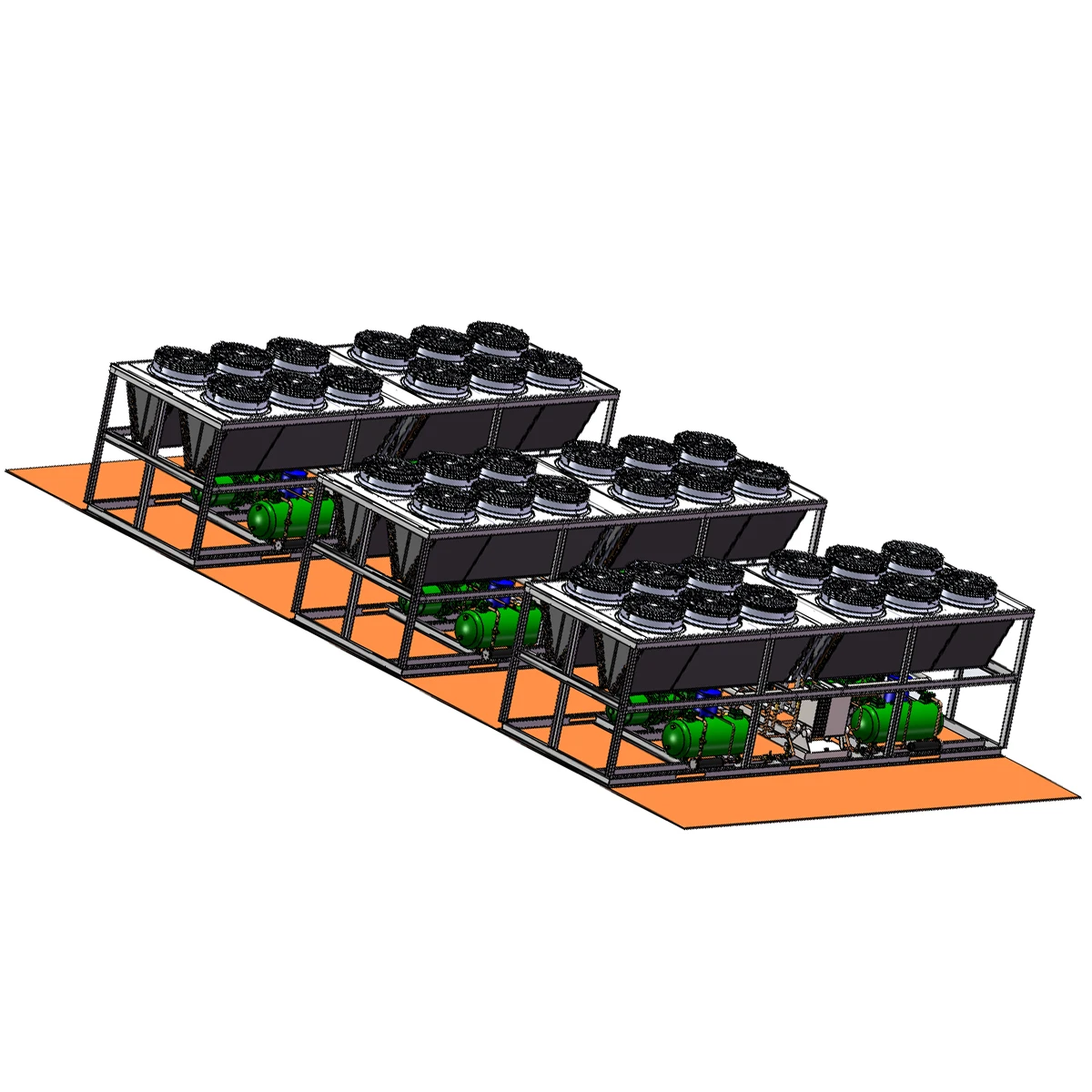 25HP V condenser complete with metal framework provide one stop condensing solutions for different latitue ambient temperature