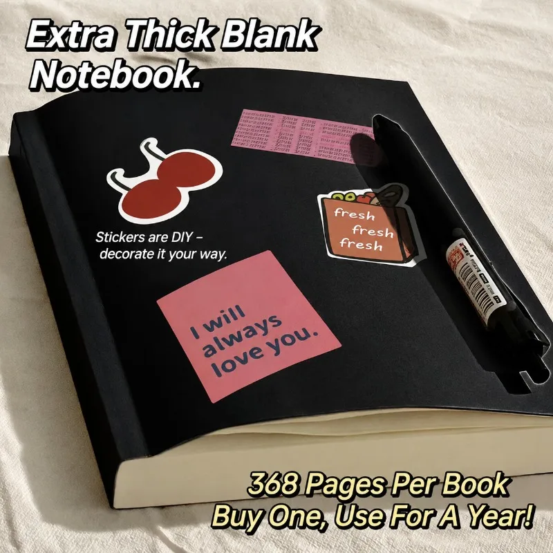 Extra Thick A5 Blank Draft Notebook Vintage‑styled Student Writing Pad Practical Scribble Journal Trendy Daily Diary for School