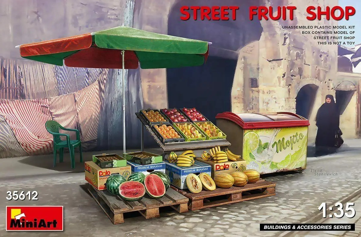 MiniArt 35612 escala 1/35 Street Fruit Shop (Edifícios e Acessórios)