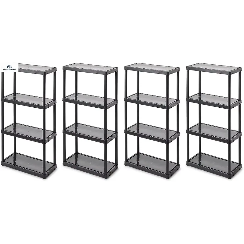 Solid Light Duty Storage Shelves 12 X 24 X 48 Inch For Home Garage Basement Laundry Black Four Pack