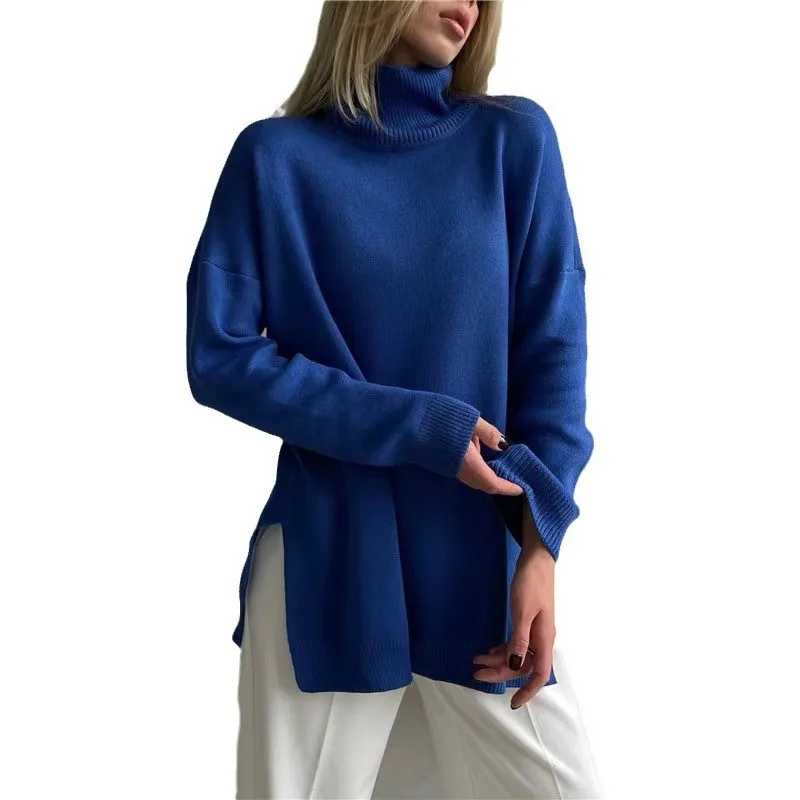 

Fashion Knitted High Collar Long Sleeve Solid loose comfortable Sweater Women in Autumn Winter Elegant and Versatile Pullovers