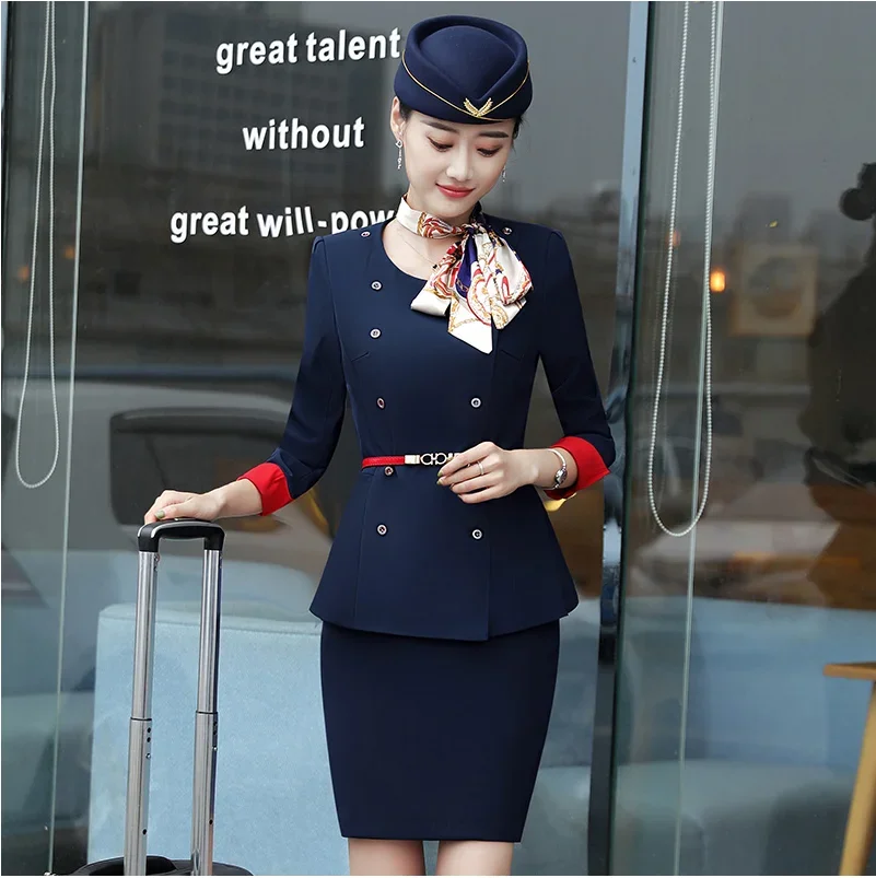 帽子ジャケットパンツ美容師美容院作業服春プロフェッショナル女性スーツスチュワーデスドレス女性作業服