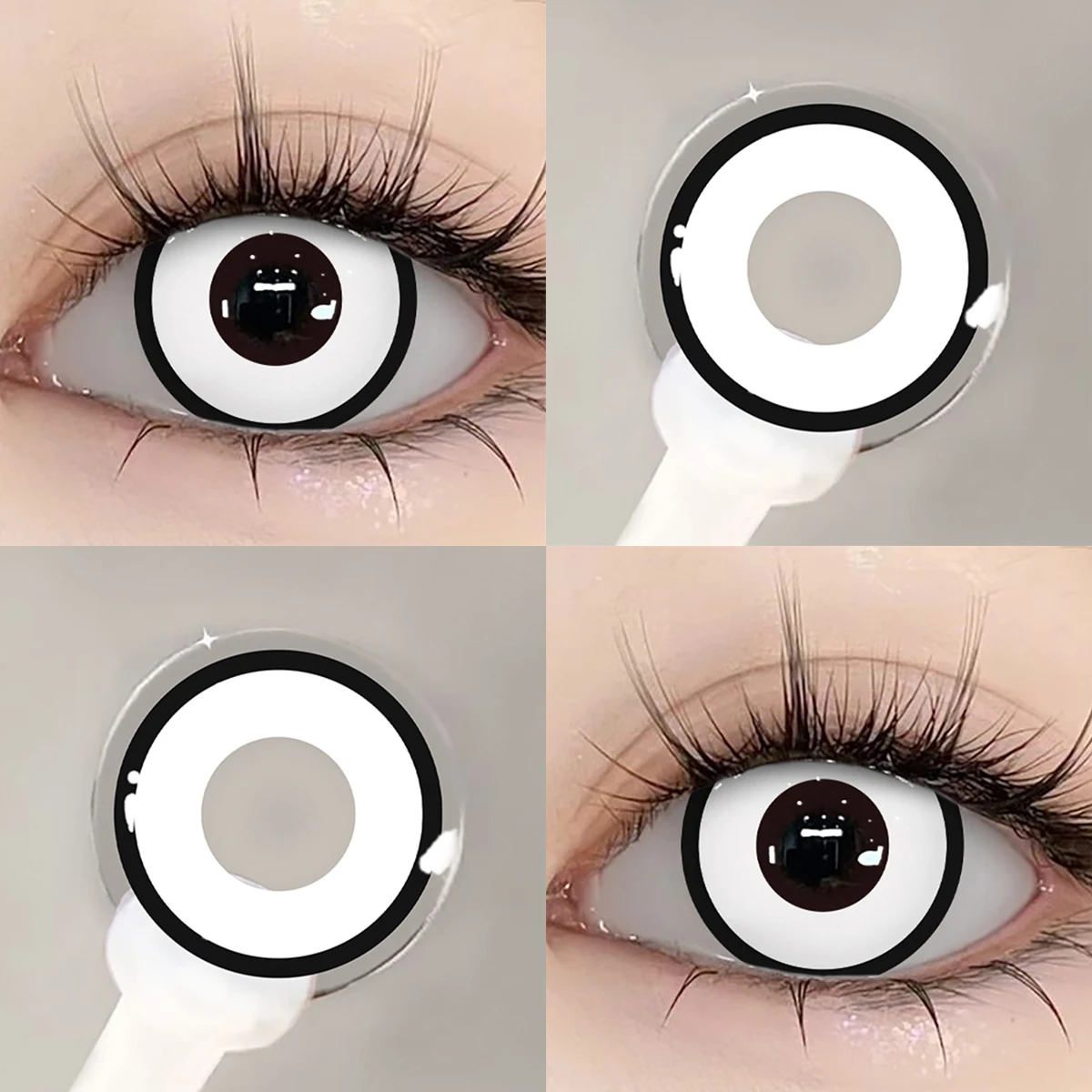 UYAAI Cosplay Kontaktlinse Schönheit Kosmetik Farbige Kontakte Schwarze Linsen Halloween Make-up Cosplay Weiße Linse Kreisblocklinse – Detail 10
