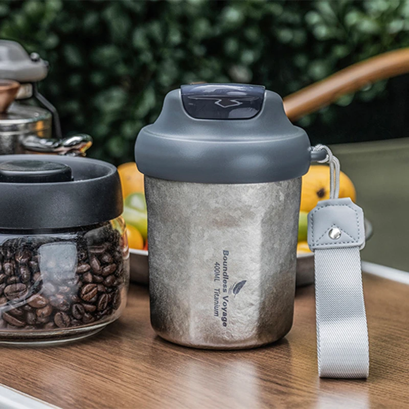 

Титановая кофейная чашка Boundless Voyage, кружка с вакуумной изоляцией, защита от разливов с крышкой, посуда для кемпинга, чашка-термос, чай и пиво