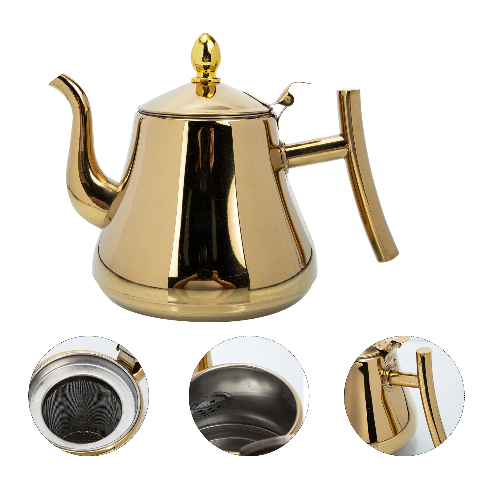 

Stainless Steel Cold Water Jug Teapot Large Capacity Anti Scald Handle Practical Design Vintage Kitchen Barware Coffee Kettle