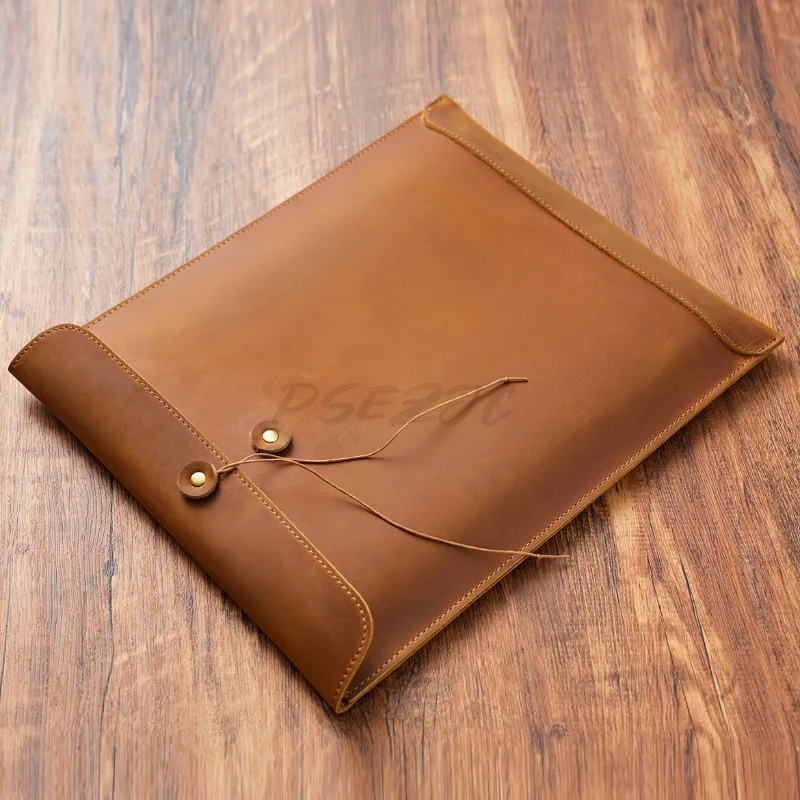 Cowhide A4 Paper File Bag Documents Receipts Test Paper Storage Bag Archive Bag Portable Handheld Large Capacity