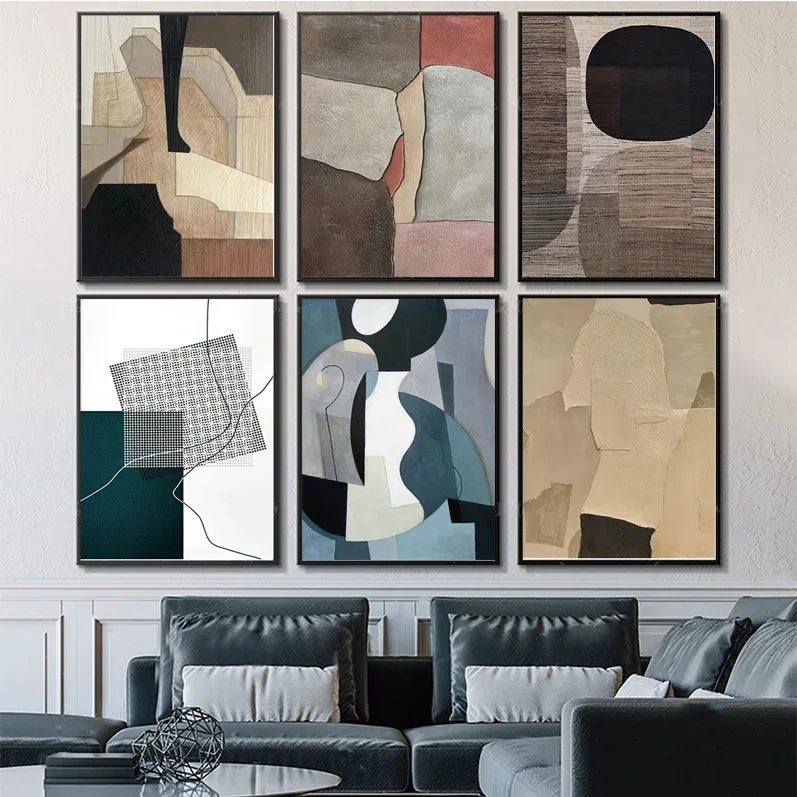 Póster geométrico con combinación de colores abstractos, carteles de Anime, póster adhesivo de calidad HD, pintura artística