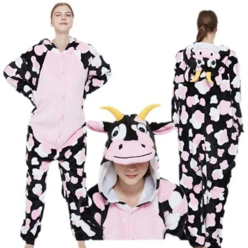 أسود التنين الفانيلا المرجان الصوف الكرتون الحيوان قطعة واحدة منامة زوجين غريب المتسكعون أنيمي منامة بيجامة شتوية النساء #5