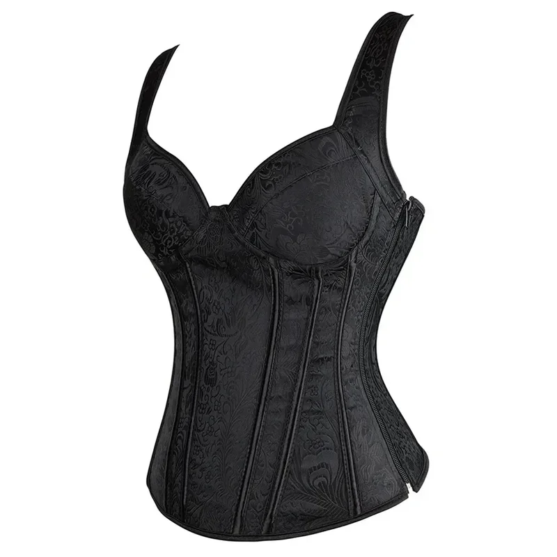 Women Corset with Straps Overbust Corsets Vest Steampunk Corsets and Bustiers Lace Up Boned Jacquard Corset Top