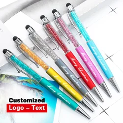 Bolígrafo de cristal colorido, lápiz táctil de Metal para escribir, papelería, suministros de oficina, logotipo personalizado, regalo de Navidad