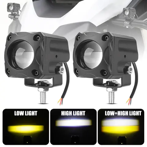 Mini 2 inch LED Work Light Pods Motorcycle LED Spotlight White Yellow High Low Beam Fog Lamp For Car Truck Dirt Bike ATV 10V 48V