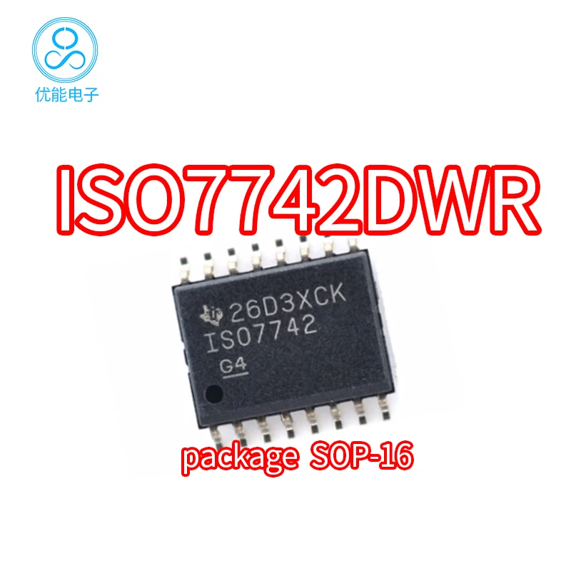 ISO7742DWR ISO7742DW chip packaging SOP-16 digital isolator chip ISO7742 ISO7742D