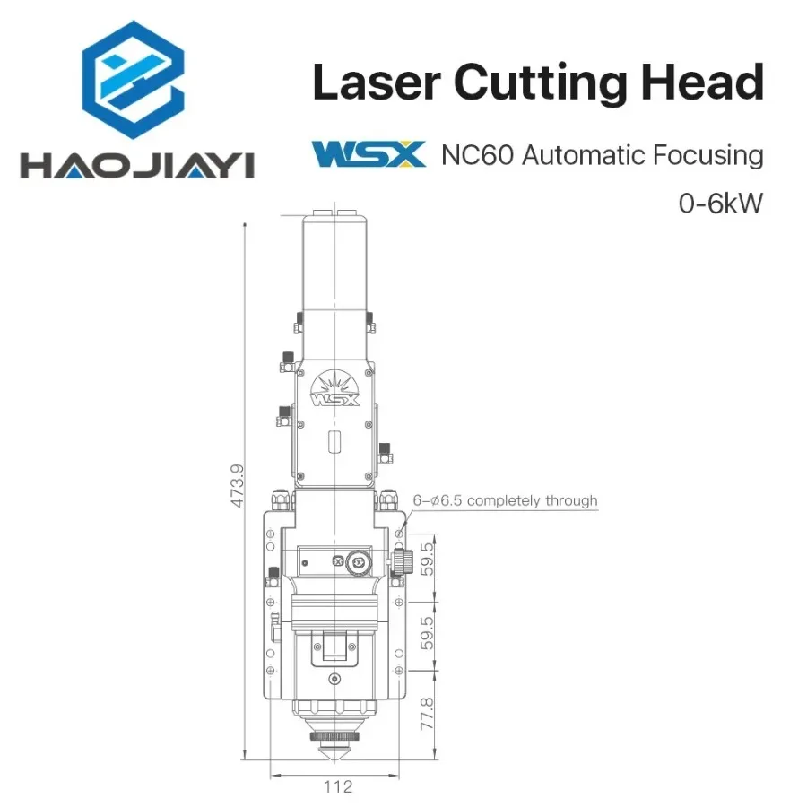 WSX 0-6KW NC60 Automatic Focusing Fiber Laser Cutting Head 6000W High Power QBH for Metal Cutting