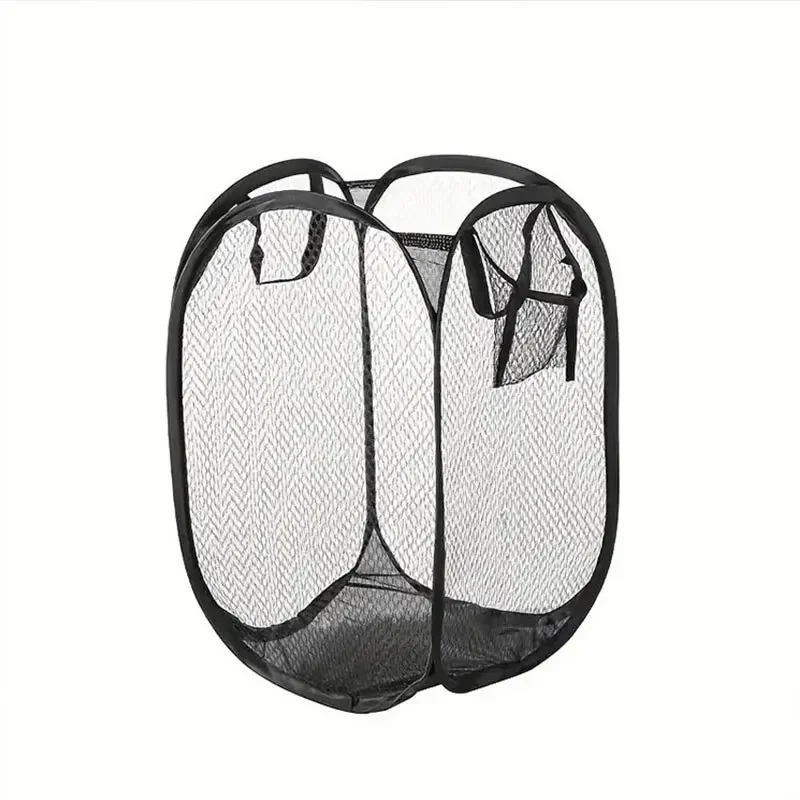 

Dirty Clothes Basket Large Capacity Mesh Laundry Basket Ventilated Foldable Easy Storage Portable Bathroom Clothes Organizer Bag