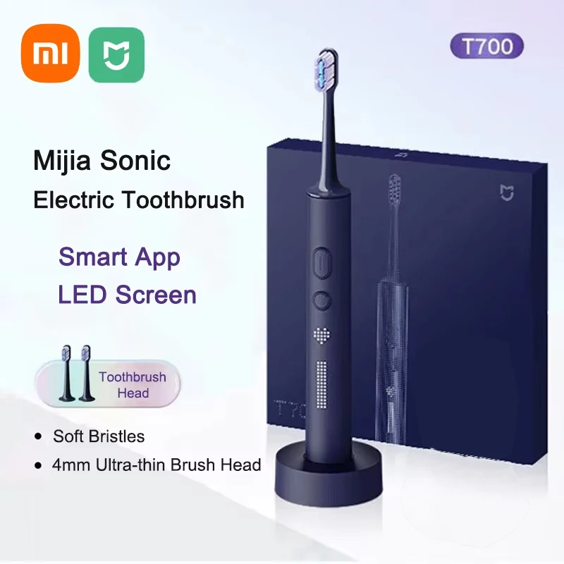 XIAOMI T700 Sonic Electric Toothbrush Teeth Whitening Ultrasonic Vibration Oral Cleaner Brush Smart APP With Replacement Brush